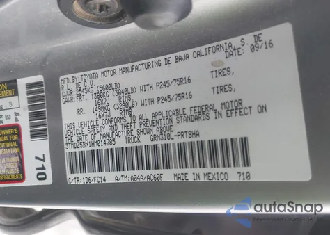 2017 Toyota Tacoma Sr5 V6 from USA, damaged, VIN 3TMDZ5BN1HM014785